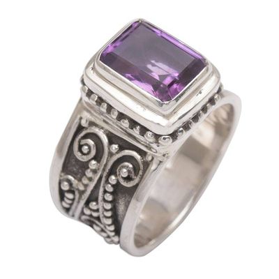 Alternate image for Handmade 925 Sterling Silver Purple Amethyst Cocktail Ring Quadratic Agreement