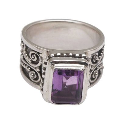 Alternate image for Handmade 925 Sterling Silver Purple Amethyst Cocktail Ring Quadratic Agreement