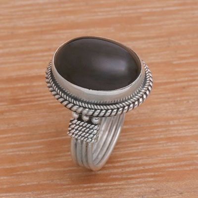 Primary image for Onyx and Sterling Silver Cocktail Ring Handmade in Bali Captivating