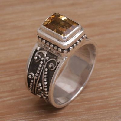Primary image for Handmade 925 Sterling Silver Yellow Citrine Cocktail Ring Quadratic Agreement