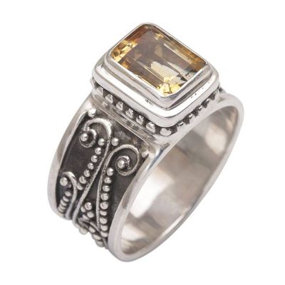 Alternate image for Handmade 925 Sterling Silver Yellow Citrine Cocktail Ring Quadratic Agreement