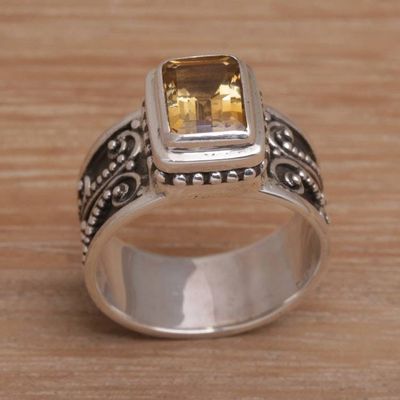 Alternate image for Handmade 925 Sterling Silver Yellow Citrine Cocktail Ring Quadratic Agreement