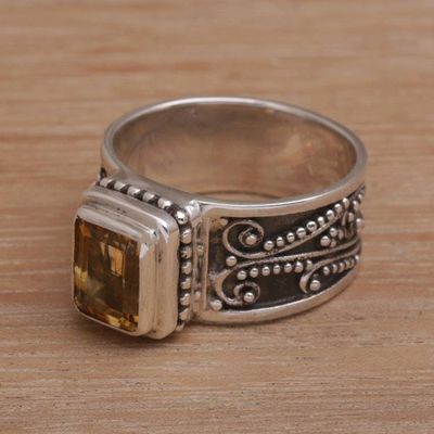 Alternate image for Handmade 925 Sterling Silver Yellow Citrine Cocktail Ring Quadratic Agreement