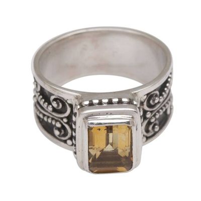 Alternate image for Handmade 925 Sterling Silver Yellow Citrine Cocktail Ring Quadratic Agreement