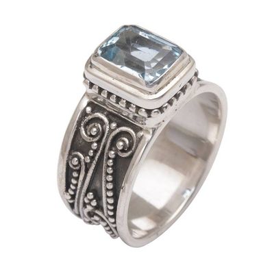 Alternate image for Handmade 925 Sterling Silver Blue Topaz Cocktail Ring Quadratic Agreement
