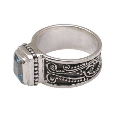 Alternate image for Handmade 925 Sterling Silver Blue Topaz Cocktail Ring Quadratic Agreement