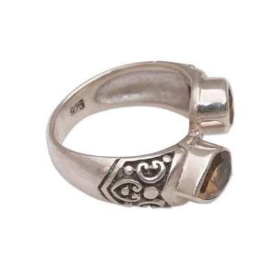Alternate image for Teardrop Citrine and Silver Cocktail Ring from Bali Temple Tears
