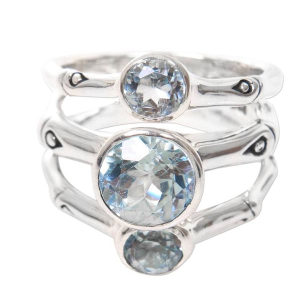 Alternate image for Sterling Silver and Blue Topaz Handcrafted Ring from Bali Dewdrop Bamboo