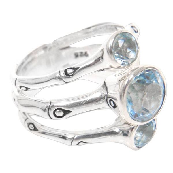 Alternate image for Sterling Silver and Blue Topaz Handcrafted Ring from Bali Dewdrop Bamboo