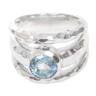 Alternate image for Blue Topaz Handcrafted Sterling Silver Ring from Bali Sparkling Pool