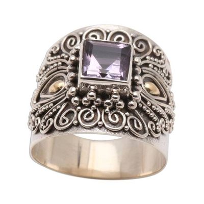 Alternate image for Bali Gold Accent Sterling Silver and Amethyst Cocktail Ring Lilac Window