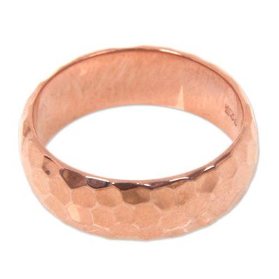 Alternate image for Textured 18k Rose Gold Plated Sterling Silver Band Ring Rose Mosaic