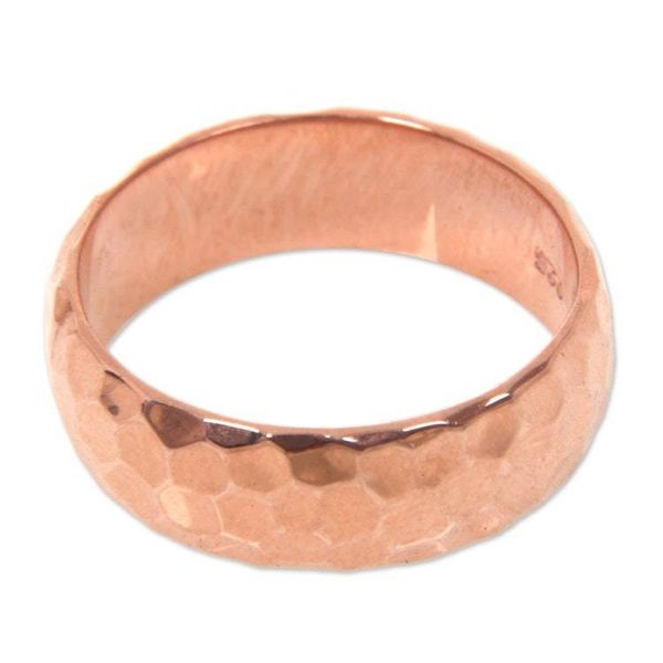 Alternate image for Textured 18k Rose Gold Plated Sterling Silver Band Ring Rose Mosaic