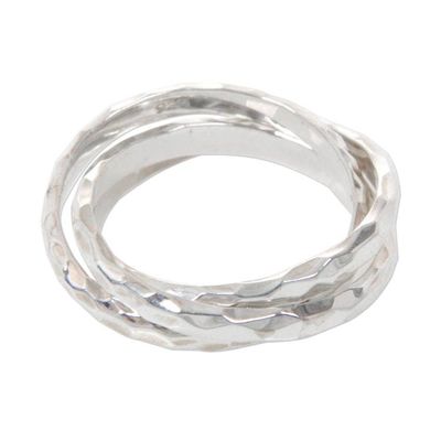 Alternate image for Set of 3 Interlinked Sterling Silver Rings from Bali Denpasar Roads