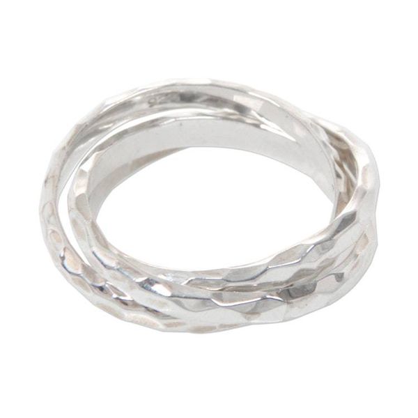 Alternate image for Set of 3 Interlinked Sterling Silver Rings from Bali Denpasar Roads