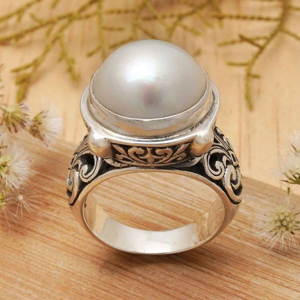 Alternate image for Cultured Mabe Pearl Cocktail Ring Graceful Moon