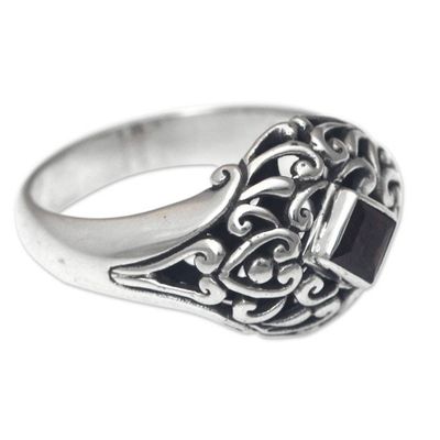 Alternate image for Garnet Dome Ring Sterling Silver Artisan Crafted Jewelry Treasured Heart