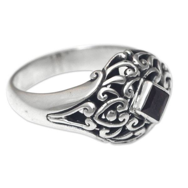Alternate image for Garnet Dome Ring Sterling Silver Artisan Crafted Jewelry Treasured Heart
