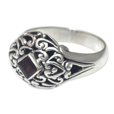 Alternate image for Garnet Dome Ring Sterling Silver Artisan Crafted Jewelry Treasured Heart