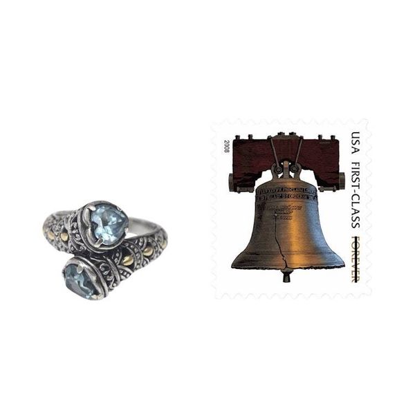 Alternate image for Blue Topaz on Sterling Silver Ring with Gold Plated Accents Romantic at Heart