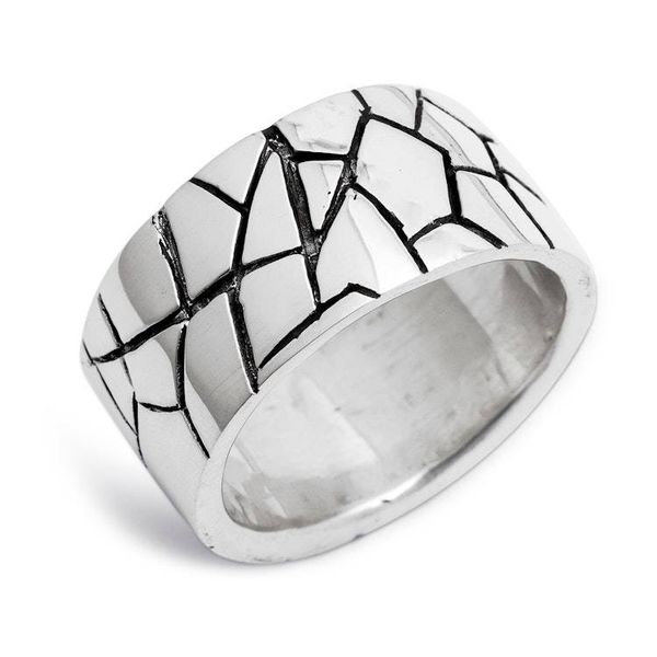 Alternate image for Mosaic-Inspired Modern Oxidized Polished Silver Band Ring Marvelous Mosaic
