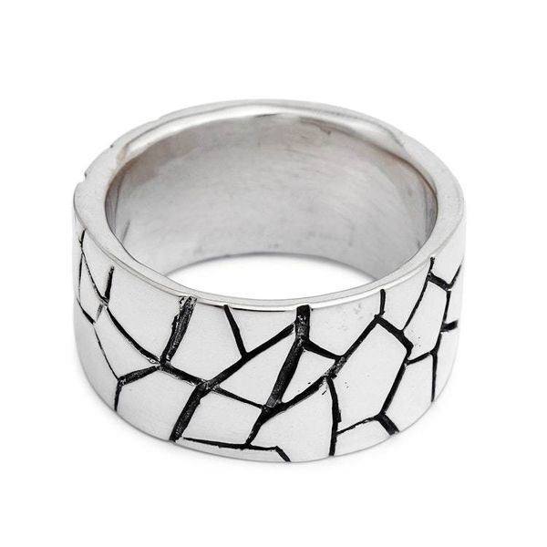 Alternate image for Mosaic-Inspired Modern Oxidized Polished Silver Band Ring Marvelous Mosaic