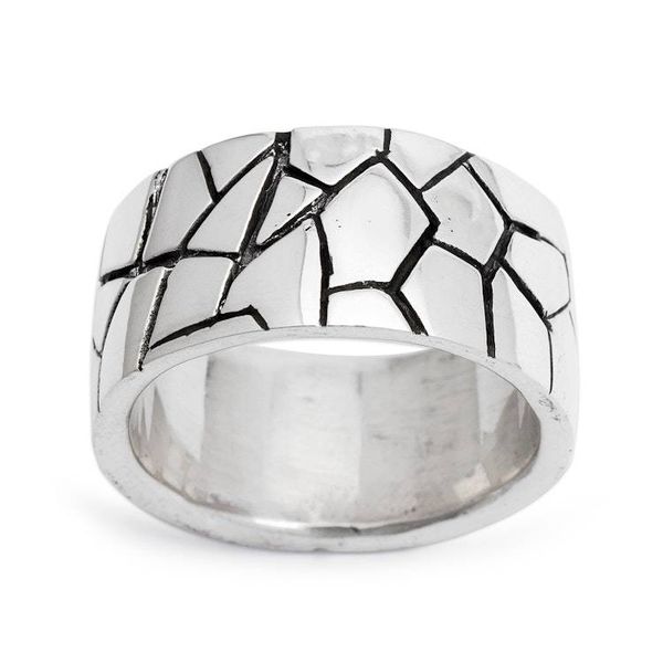 Alternate image for Mosaic-Inspired Modern Oxidized Polished Silver Band Ring Marvelous Mosaic