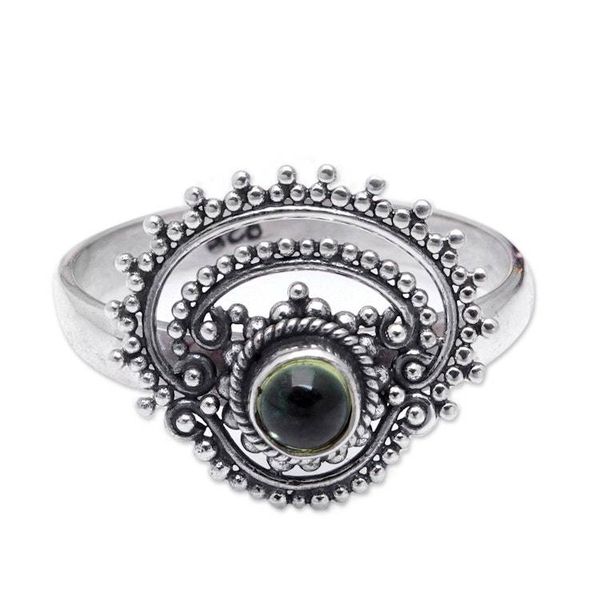 Alternate image for Sterling Silver Cocktail Ring with Natural Peridot Cabochon Empires Fortune