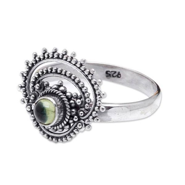 Alternate image for Sterling Silver Cocktail Ring with Natural Peridot Cabochon Empires Fortune