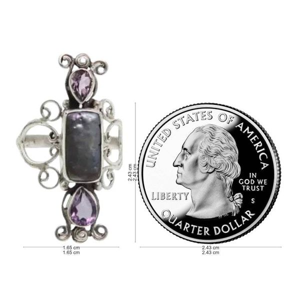 Alternate image for Pearl and Amethyst Silver Cocktail Ring Lavender Myths