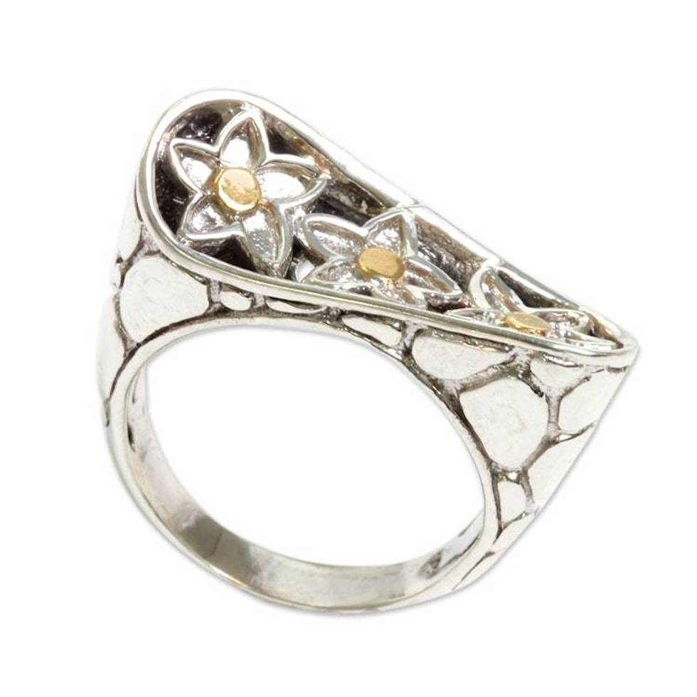Handmade Balinese 18k Sterling Silver Cocktail Ring 'I'm a Star'