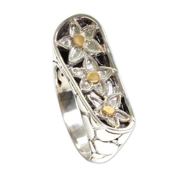 Alternate image for Handmade Balinese 18k Sterling Silver Cocktail Ring Im a Star