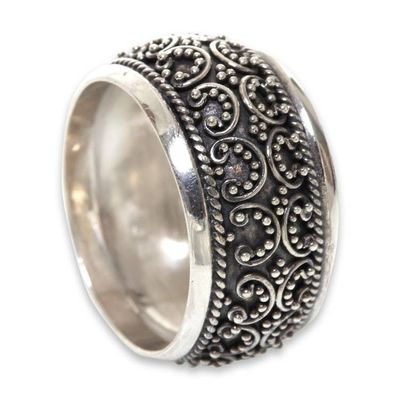 Alternate image for Balinese Style Band Ring Handmade Sterling Silver Jewelry Celuk Garland