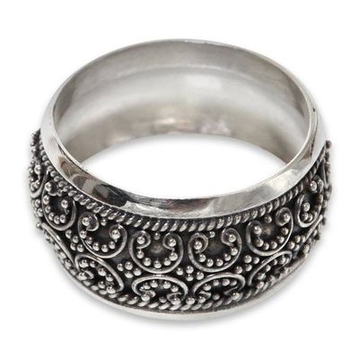 Alternate image for Balinese Style Band Ring Handmade Sterling Silver Jewelry Celuk Garland