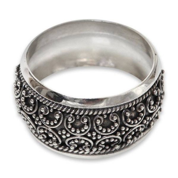 Alternate image for Balinese Style Band Ring Handmade Sterling Silver Jewelry Celuk Garland