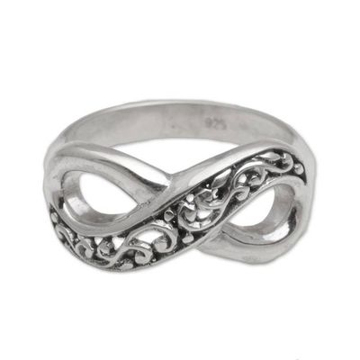Alternate image for Hand Crafted Sterling Silver Infinity Symbol Ring from Bali Tangled Vine