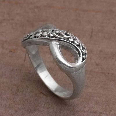 Alternate image for Hand Crafted Sterling Silver Infinity Symbol Ring from Bali Tangled Vine
