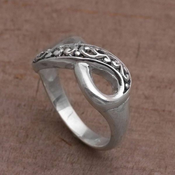 Alternate image for Hand Crafted Sterling Silver Infinity Symbol Ring from Bali Tangled Vine