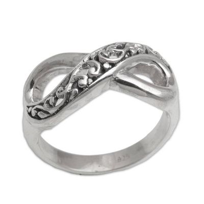 Alternate image for Hand Crafted Sterling Silver Infinity Symbol Ring from Bali Tangled Vine