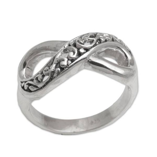 Alternate image for Hand Crafted Sterling Silver Infinity Symbol Ring from Bali Tangled Vine