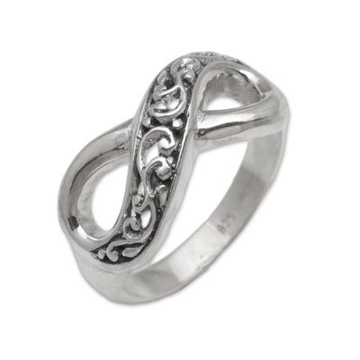 Alternate image for Hand Crafted Sterling Silver Infinity Symbol Ring from Bali Tangled Vine