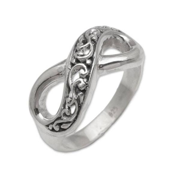 Alternate image for Hand Crafted Sterling Silver Infinity Symbol Ring from Bali Tangled Vine