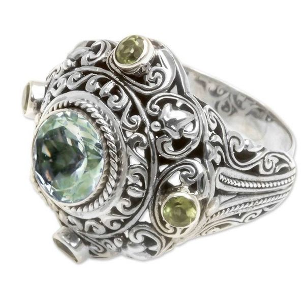 Alternate image for Prasiolite and Peridot Cocktail Ring Mahameru Green
