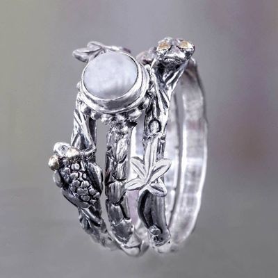 Primary image for Cultured Pearl and Sterling Silver Stacking Rings set of 3 Tree Frog
