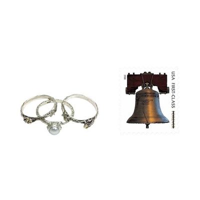Alternate image for Cultured Pearl and Sterling Silver Stacking Rings set of 3 Tree Frog