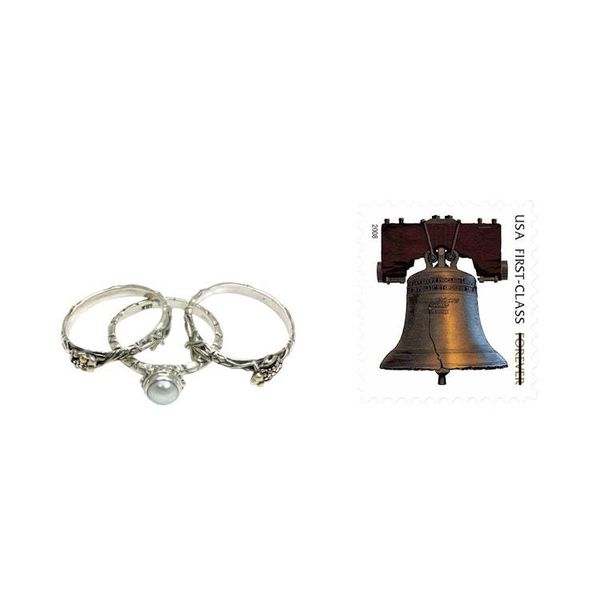 Alternate image for Cultured Pearl and Sterling Silver Stacking Rings set of 3 Tree Frog