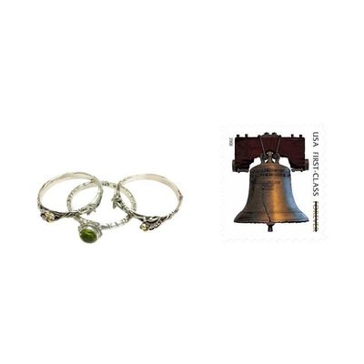 Alternate image for Peridot and Sterling Silver Stacking Rings set of 3 Tree Frog