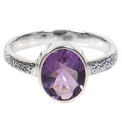 Alternate image for Hand Made Amethyst and Silver Solitaire Ring from Indonesia Simply in Purple