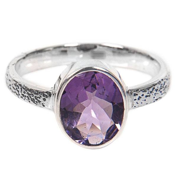 Alternate image for Hand Made Amethyst and Silver Solitaire Ring from Indonesia Simply in Purple