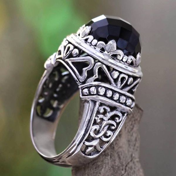 Alternate image for Onyx and Silver Cocktail Ring from Bali Midnight Queen